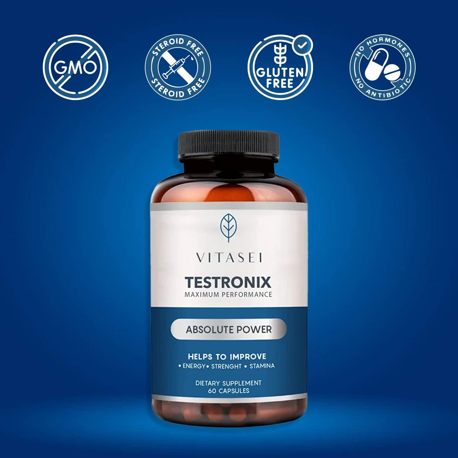 VITASEI Testronix Performance Supplement for Men - 60 Cápsulas (Pack de 2)