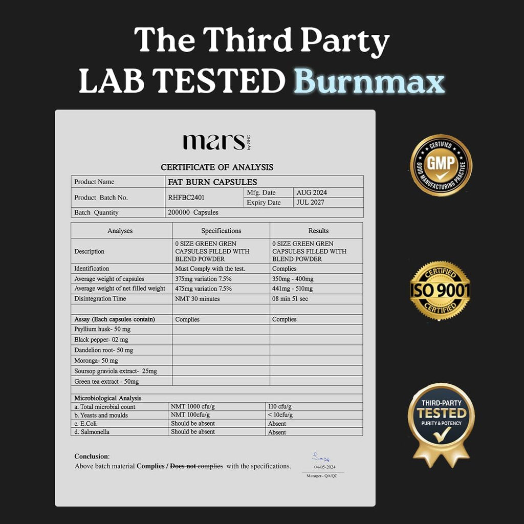 mars by GHC BurnMax Cápsulas con Psyllium Husk, Té Verde, Moringa y Diente de León - Fórmula de Alta Fibra, Pack de 2