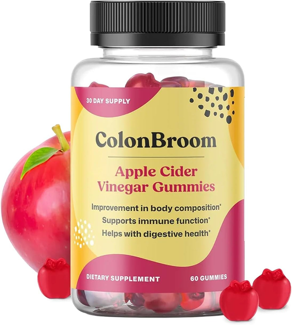 ColonBroom Gominolas de Vinagre de Manzana para Mujeres, 60 Gominolas, 30 Días de Suministro, Vegano, No OGM