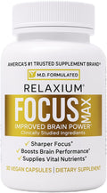 Relaxium FocusMax, Suplemento para la Salud Cerebral y el Enfoque, Apoya la Concentración, Memoria y Claridad Mental, Formulado por un Neurólogo, 30 Cápsulas Veganas