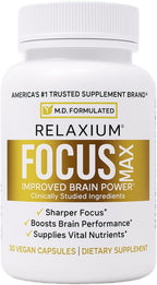 Relaxium FocusMax, Suplemento para la Salud Cerebral y el Enfoque, Apoya la Concentración, Memoria y Claridad Mental, Formulado por un Neurólogo, 30 Cápsulas Veganas