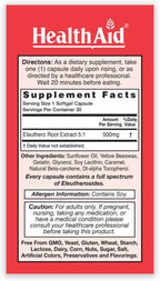 HealthAid Sibergin Siberian Eleuthero (Eleutherococcus senticosus) – Adaptógeno Natural – 30 Cápsulas Blandas
