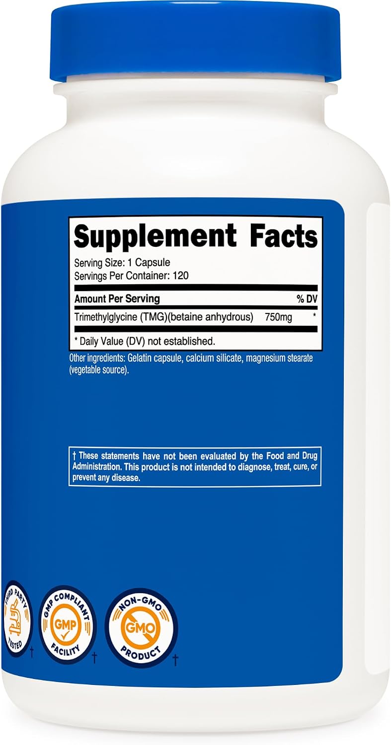 Nutricost TMG (Trimetilglicina) 750 mg, 120 Capsules