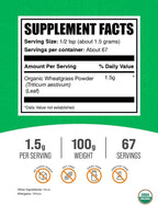 Polvo de Hierba de Trigo Orgánico - Superalimento en Polvo - Vegano y Sin Gluten - 100g (3.5 oz)