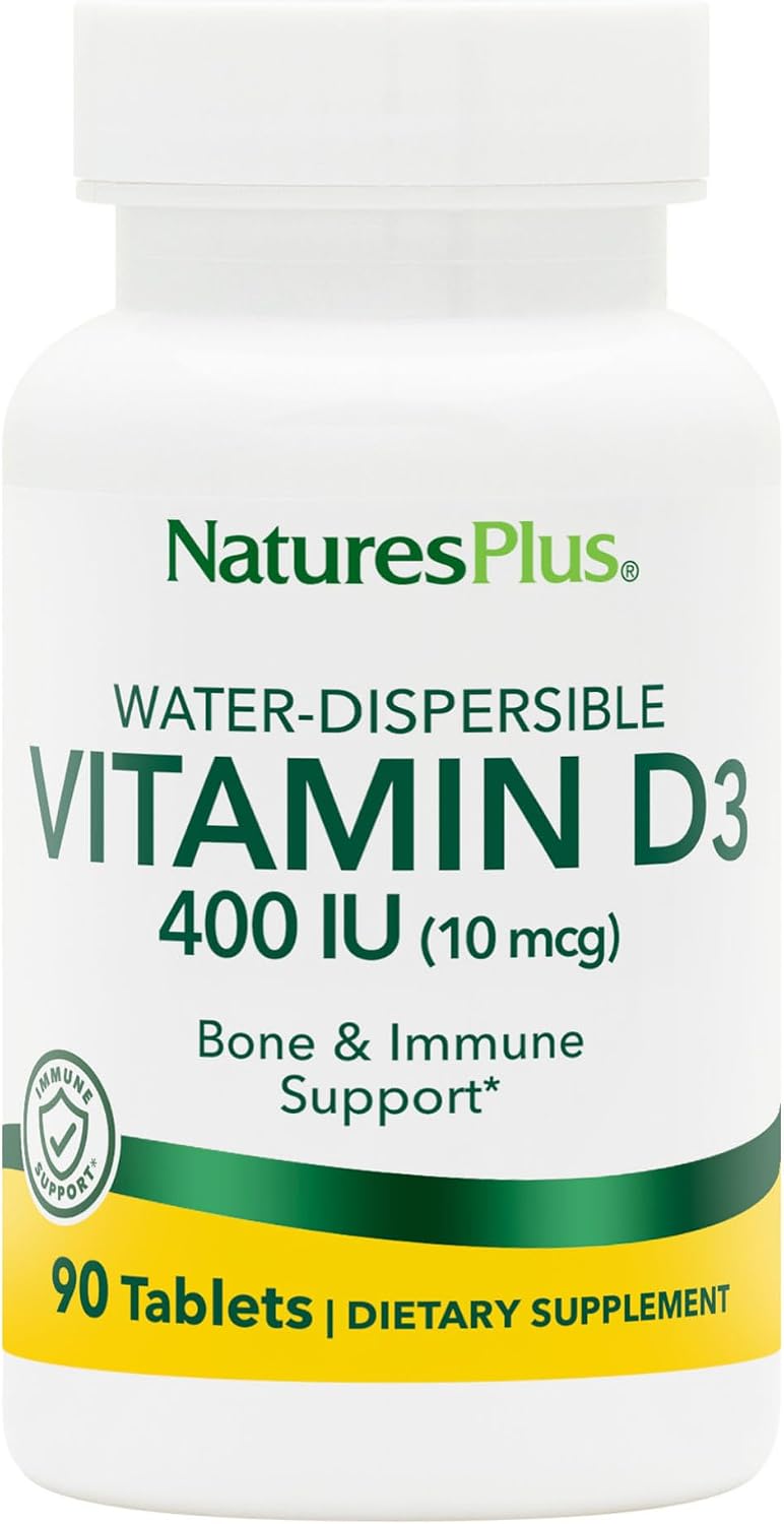 NaturesPlus Vitamina D3 400 UI - 90 Comprimidos Dispersables - Apoyo Óseo e Inmunitario