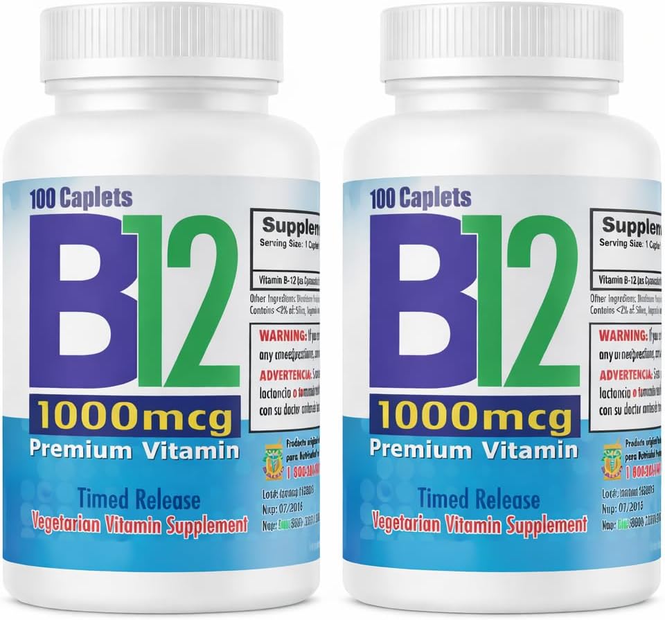 Nutrisalud Products Vitamina B12 1000mcg - Set de 2 Frascos (200 Tabletas) - Fórmula Vegetariana