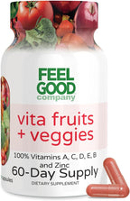 FeelGood Superfoods Vita Fruits and Veggies - Multivitamínico Orgánico de Frutas y Verduras, 60 Cápsulas