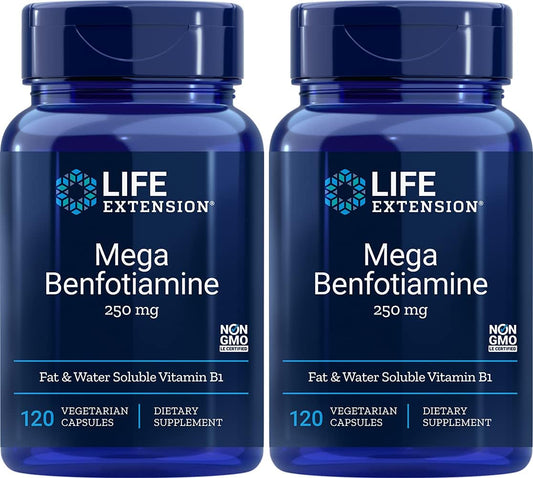 Life Extension Mega Benfotiamine - 250 mg, 120 Cápsulas Vegetarianas (2 Envases)