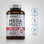 Piping Rock Multivitamínico para Hombres 50+ | 200 Comprimidos | Magnesio, Calcio, Zinc | No-GMO, Sin Gluten