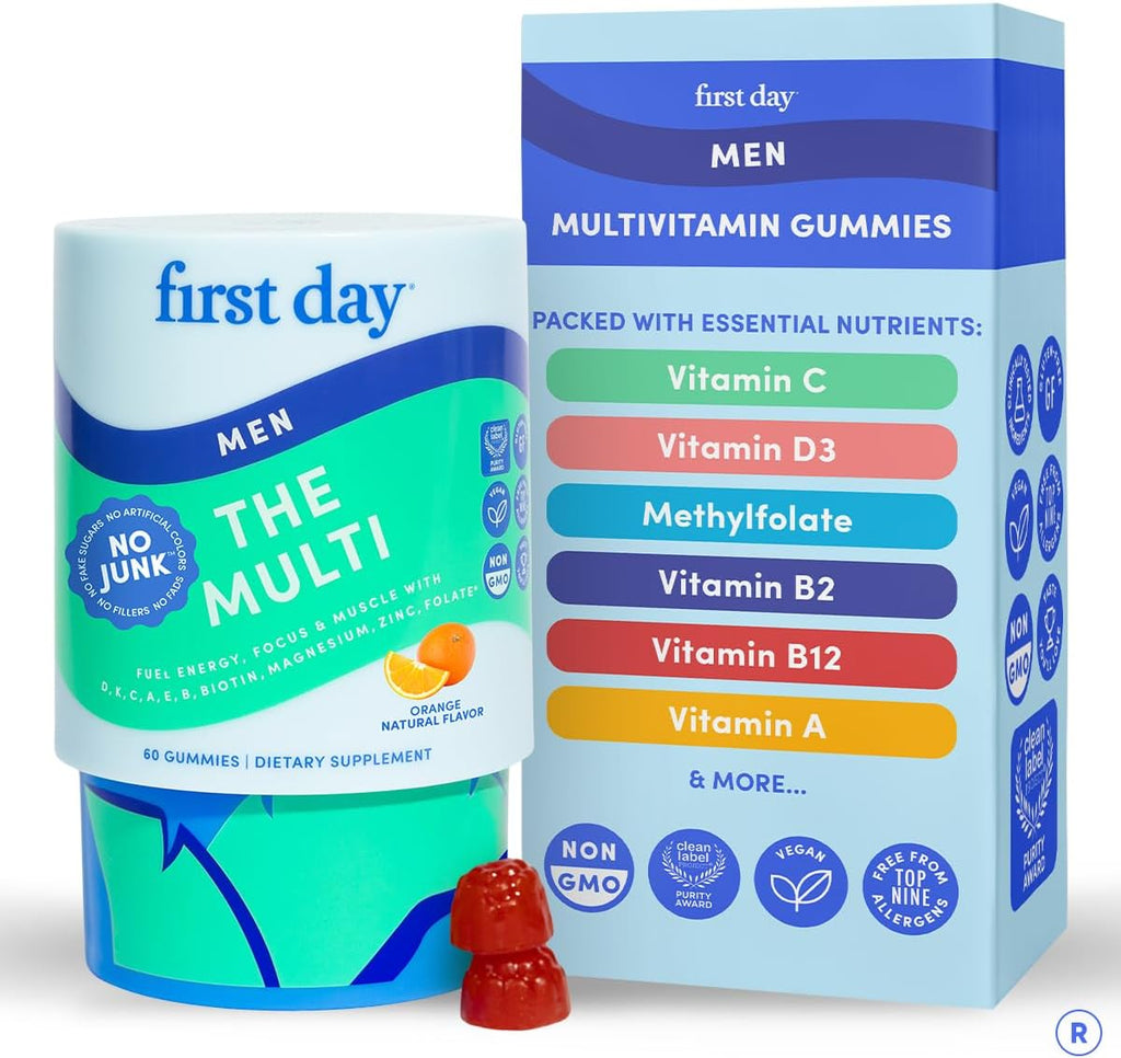 FIRST DAY Multivitamínico para Hombres + Mezcla de Frutas y Verduras Orgánicas - Gominolas - 30 Días