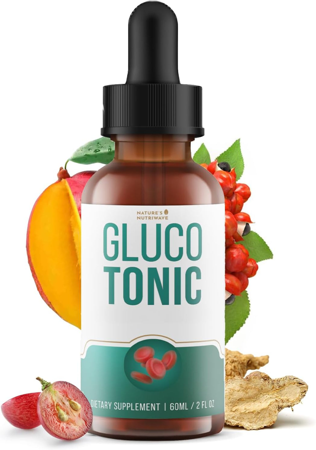 GlucoTonic Drops – Cromo y Extractos Líquido – 60ml (1 Mes)