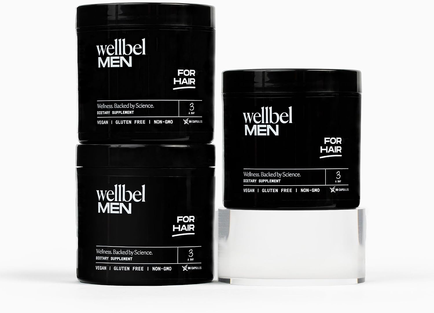 WELLBEL Suplemento Clean para Hombre para Cabello, Piel y Uñas - Vegano, Sin Gluten y No GMO - 90 Cápsulas (3 Paquetes)
