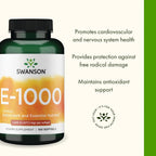 Swanson Vitamin E - Natural Vitamin Supplement Promoting Cardiovascular Health - Natural Formula Delivering Essential D-Alpha Tocopherols - (100 Softgels, 1000 IU Each)