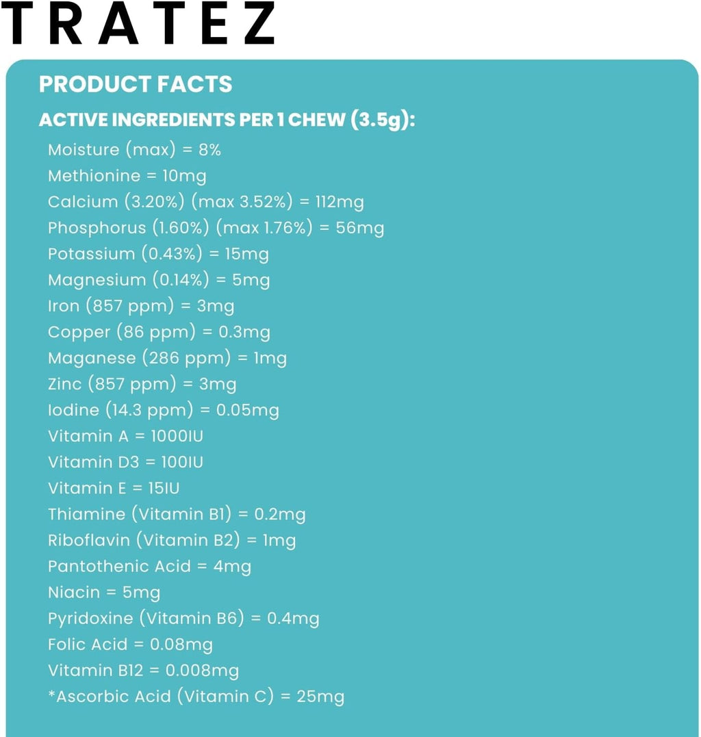 TRATEZ Multivitamínico para Perros 25-en-1 - Chews Blandos con Vitaminas y Minerales Esenciales, 60 Unidades