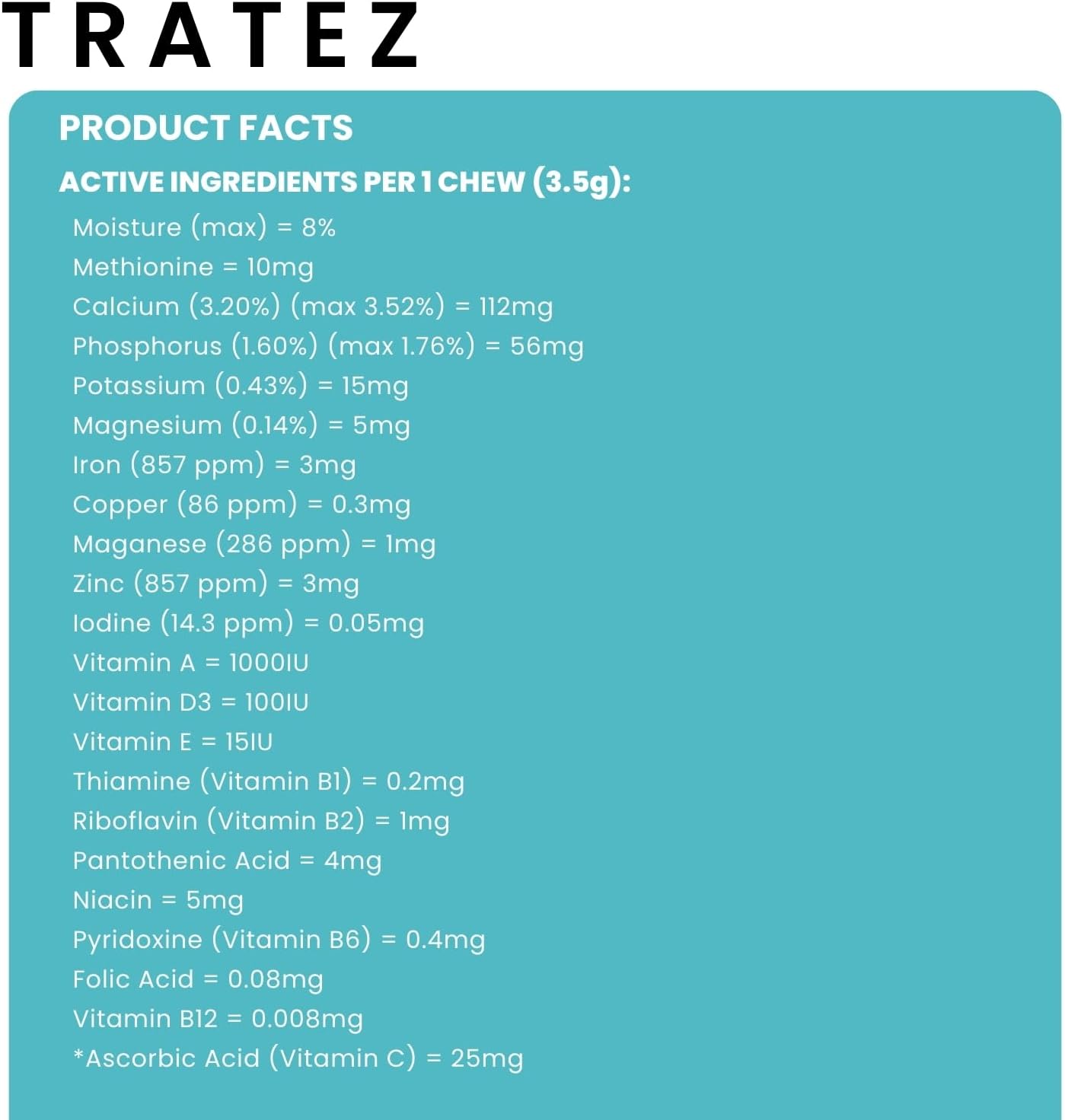 TRATEZ Multivitamínico para Perros 25-en-1 - Chews Blandos con Vitaminas y Minerales Esenciales, 60 Unidades