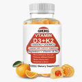 GKOKG Vitamina D3 K2 Gominolas Veganas - 1000 UI D3 + 200 mcg MK7 - Apoyo para Huesos, Corazón, Músculos e Inmunidad - 60 Gominolas Sabor Naranja