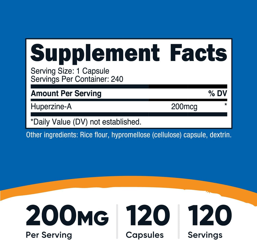 Nutricost Huperzina A 200mcg, 240 Cápsulas - No Transgénico, Apto para Vegetarianos