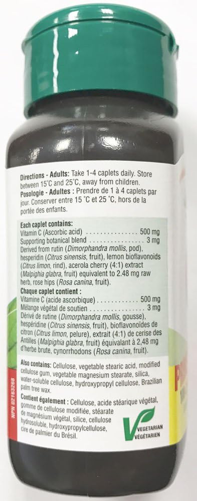 Jamieson Vitamina C, 500mg, Tamaño Extra 100+20 Caplets - Apoyo Antioxidante