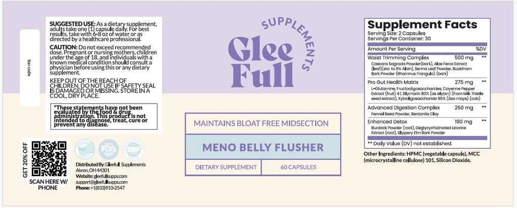 GleeFull Meno Belly Flusher - Probióticos para Mujeres en Menopausia