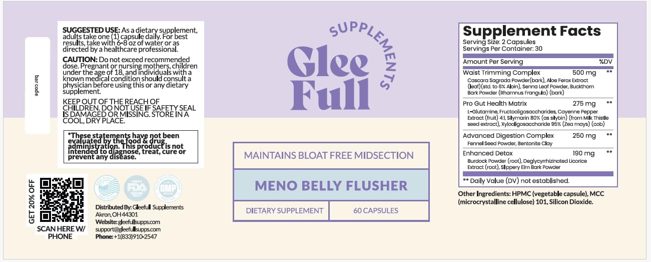 GleeFull Meno Belly Flusher - Probióticos para Mujeres en Menopausia