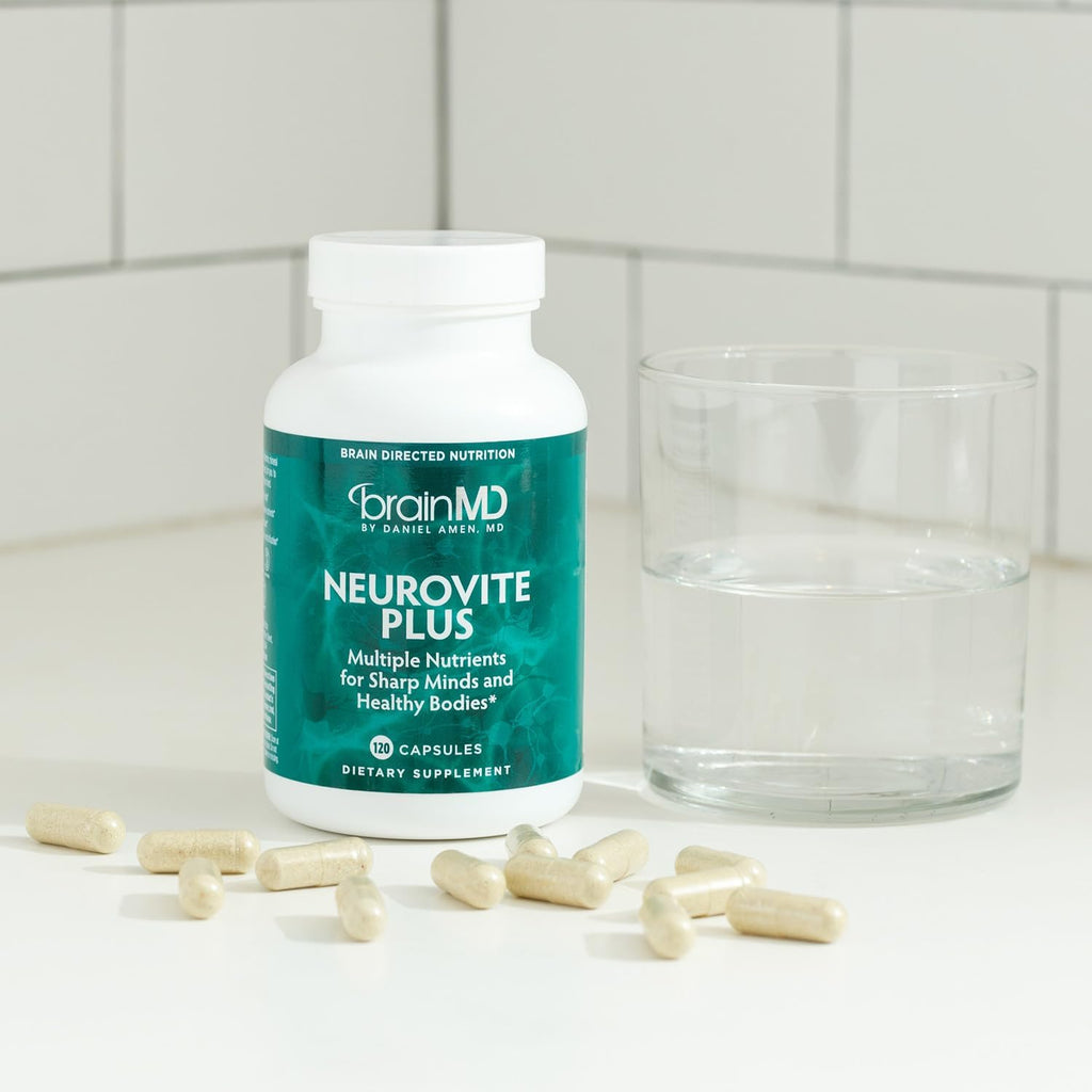 BRAINMD Dr Amen NeuroVite Plus - 120 Capsules - Multivitamin and Mineral Supplement, Enriched with Phytonutrients, Enzymes and Whole Foods - Gluten Free - 30 Servings