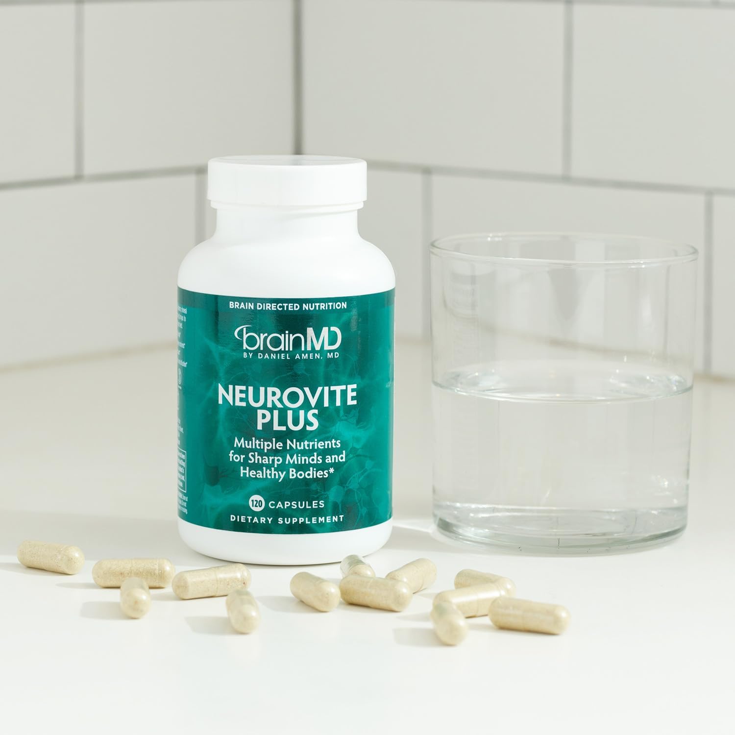BRAINMD Dr Amen NeuroVite Plus - 120 Capsules - Multivitamin and Mineral Supplement, Enriched with Phytonutrients, Enzymes and Whole Foods - Gluten Free - 30 Servings