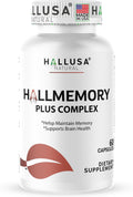 Hallusa Natural Brain Health Supplement - Memoria y Concentración con Ginkgo Biloba, Colina y Complejo B - 60 Cápsulas