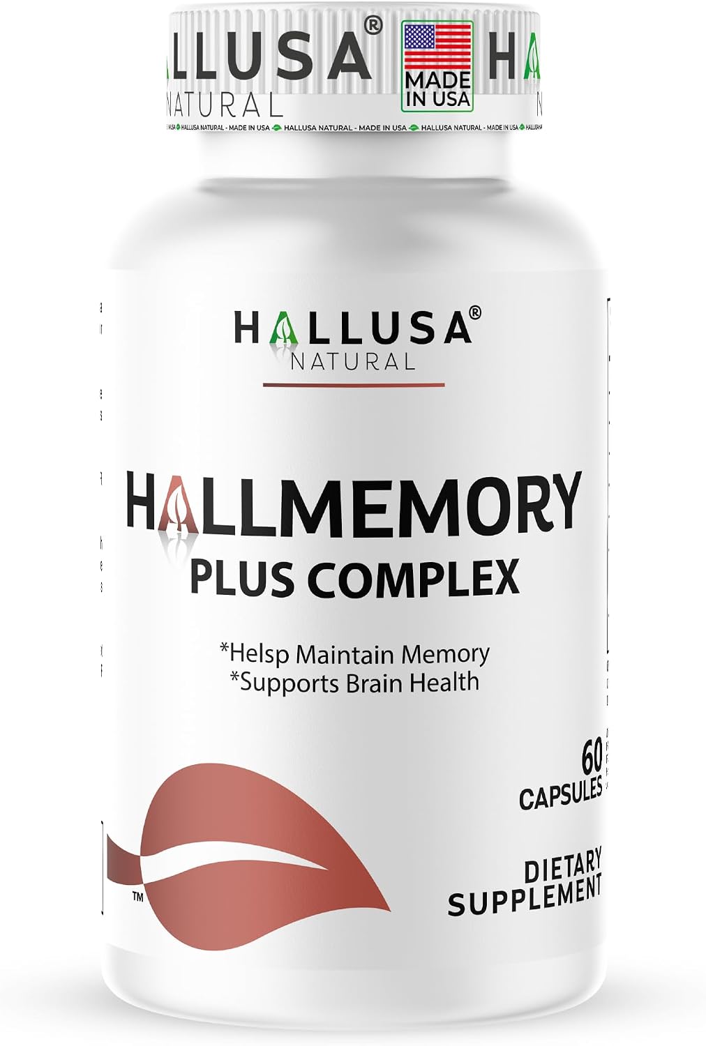 Hallusa Natural Brain Health Supplement - Memoria y Concentración con Ginkgo Biloba, Colina y Complejo B - 60 Cápsulas
