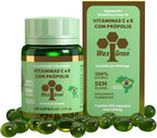 Wax Green Brazil Bee Propolis con Vitamina C y E (300 mg, 100 Cápsulas Blandas) - Pack de 6