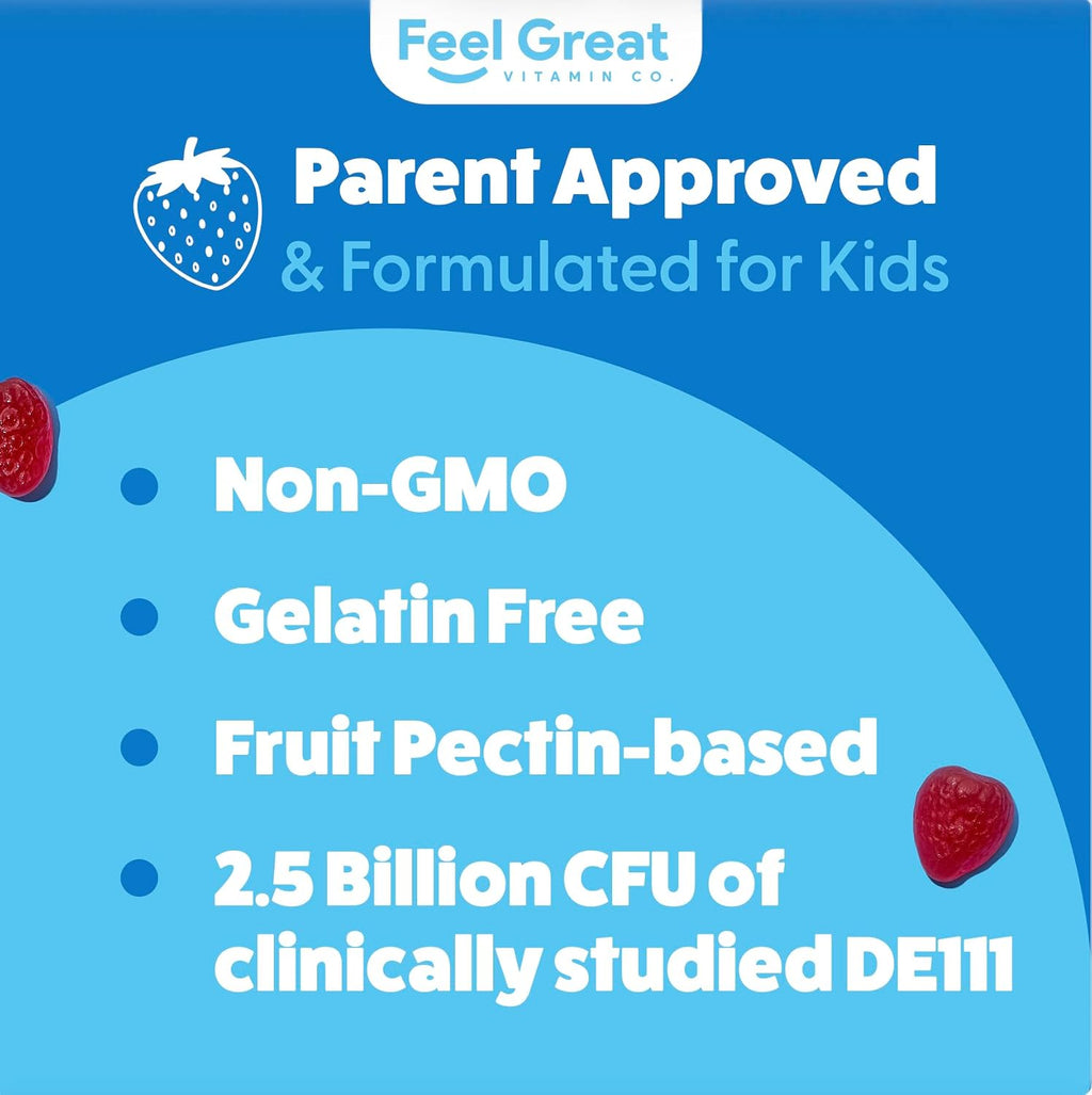 Feel Great Gominolas Probióticas Orgánicas para Niños - Sabor Fresa - 30 unidades