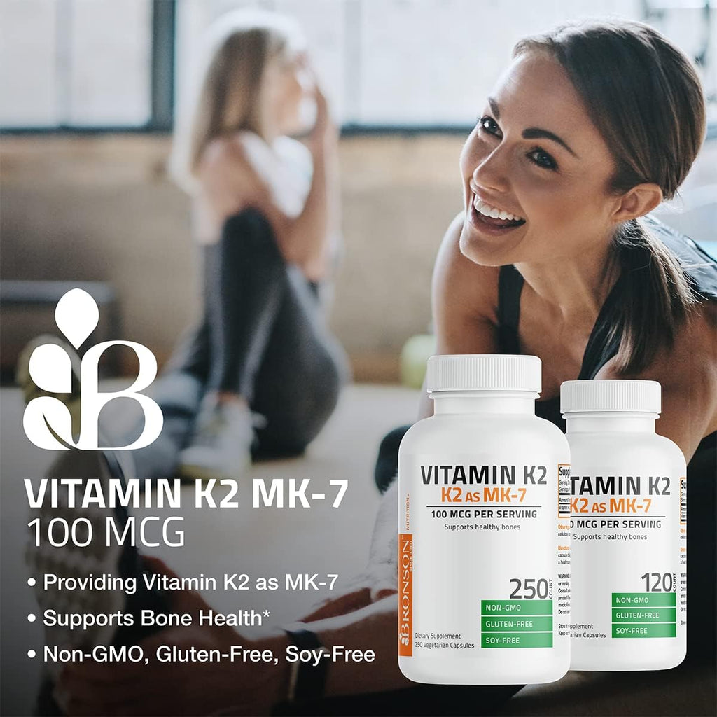 Bronson Vitamina K2 como MK-7 Menaquinona 100 mcg, 250 Cápsulas