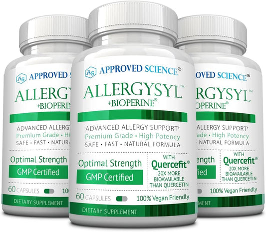 Approved Science Allergysyl - Complejo para Alergias Estacionales con Vitaminas A, C, D y Beta Glucanos - 180 Cápsulas - Vegano
