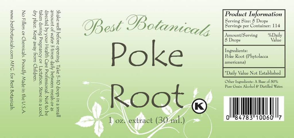 Best Botanicals Extracto de Raíz de Poke 1 oz (30 ml)