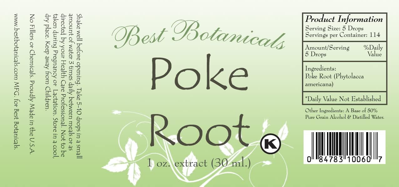 Best Botanicals Extracto de Raíz de Poke 1 oz (30 ml)