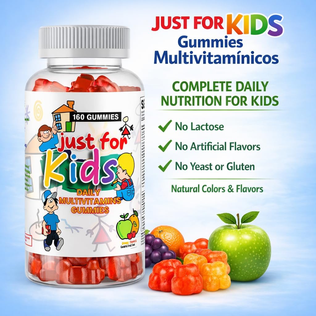 Children's Multivitamin Gummies - 160 Gummies, Natural Fruit Flavors - Nutrisalud