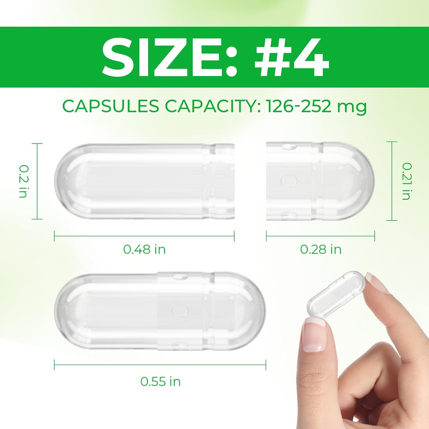 Size 4 Empty Capsules - 100 Count Clear Empty Vegan Capsules - Small Veggie Pill Caps - Filling Kit with 2 Spoons for Vegetarian - DIY Your Own Supplements