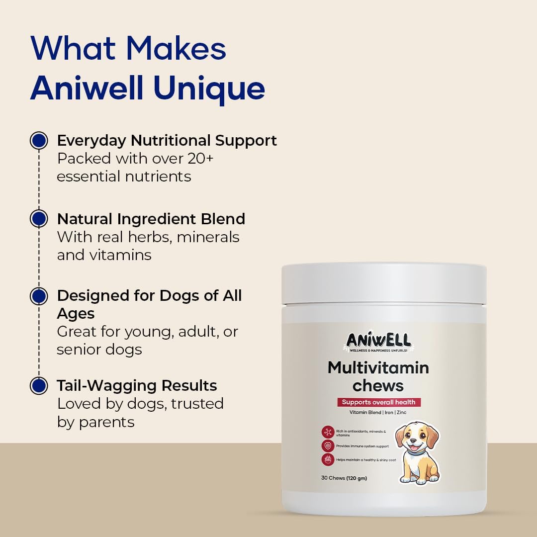 Aniwell Multivitamínico para Perros – Apoyo Inmunológico y Articular, Golosinas Blandas para Todas las Razas