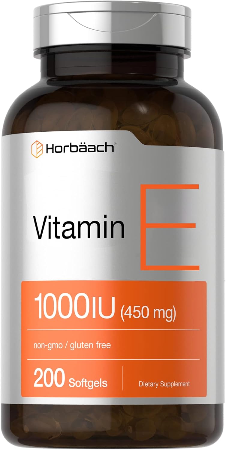Horbäach Vitamina E 1000 IU Cápsulas Blandas, 200 Unidades