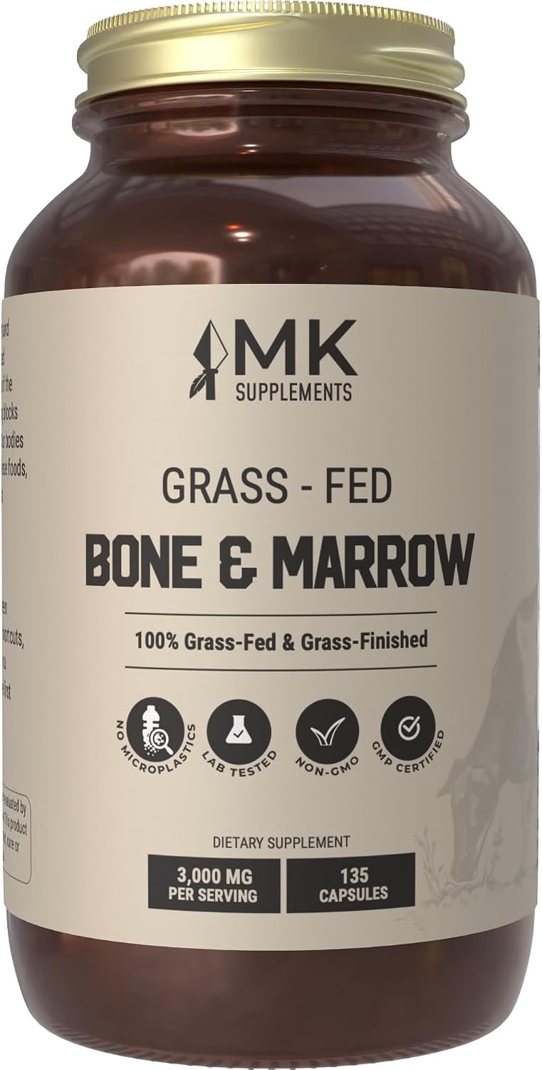 MK Supplements Grass-Fed Beef Organs Capsules | 5 Órganos en Proporciones Naturales | B12, Cobre y Hierro Hemo | Criado de Forma Regenerativa | 150 Cápsulas
