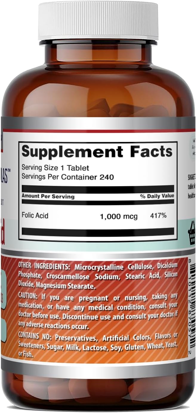 Amazing Formulas Ácido Fólico 1000 mcg – 240 Comprimidos