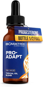 BioMatrix Progesterona, Vitamina E, Aceite de Salvado de Arroz Tópico | Envase 1/2 Lleno por Diseño | 15 ml | Pro-Adapt