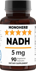 MONOHERB NADH 5 mg 90 Cápsulas Vegetarianas - Suplemento de Nicotinamida Adenina Dinucleótido Reducido