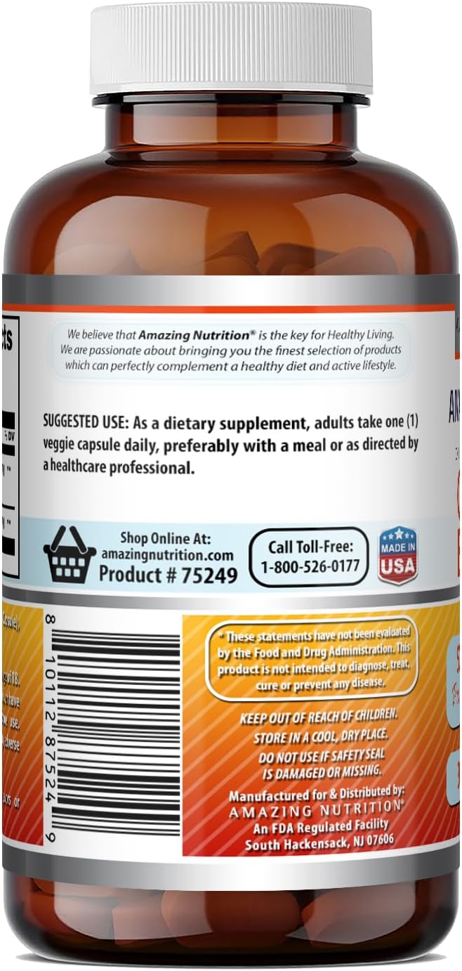 Amazing Formulas Quercetina Berberina | 250 mg Berberina y 250 mg Quercetina | Cápsulas Vegetales | No GMO | Sin Gluten | Hecho en EE.UU. (30 unidades)