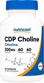 Nutricost CDP Colina (Citicolina) 300mg, 60 Cápsulas Vegetarianas