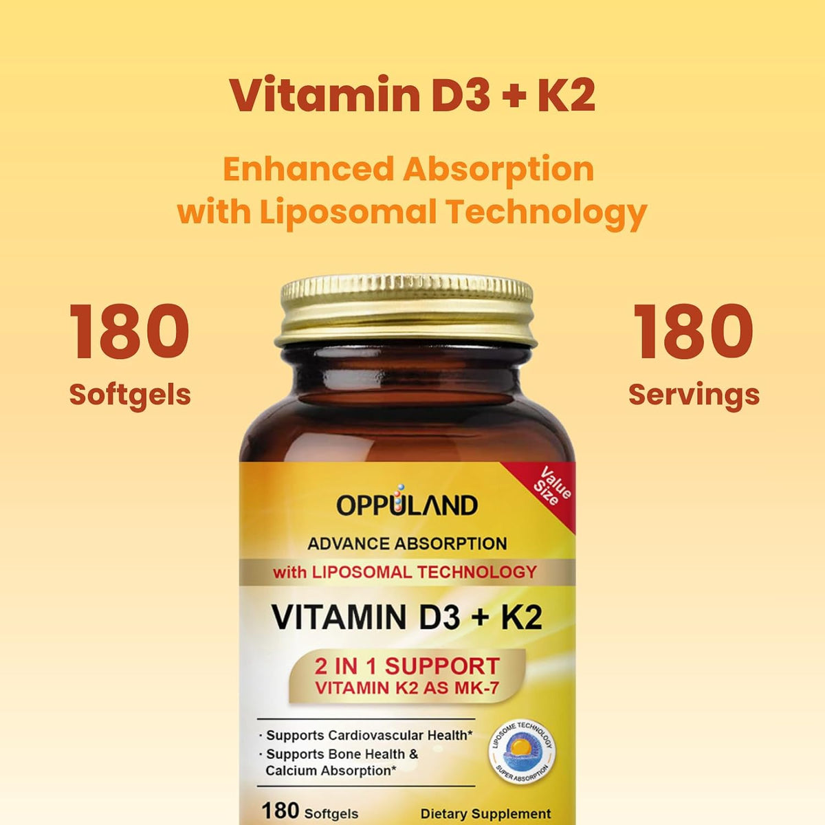 Oppuland Vitamina D3 + K2 5000 UI - – La vitamina K contribuye a la coagulación sanguínea normal y al – Image 4