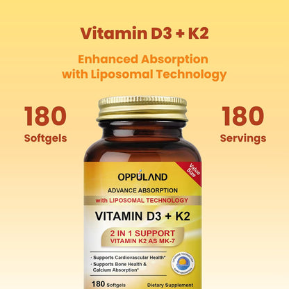 Oppuland Vitamina D3 + K2 5000 UI - – La vitamina K contribuye a la coagulación sanguínea normal y al – Image 4