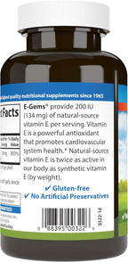 Carlson E-Gems 200 UI (134 mg), Vitamina E de Origen Natural, 250 Cápsulas Blandas