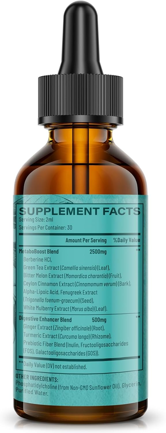 Berberine HCl 3000 mg - Berberina Liposomal con Cúrcuma, Canela de Ceilán y 12 Ingredientes Naturales - 118 ml