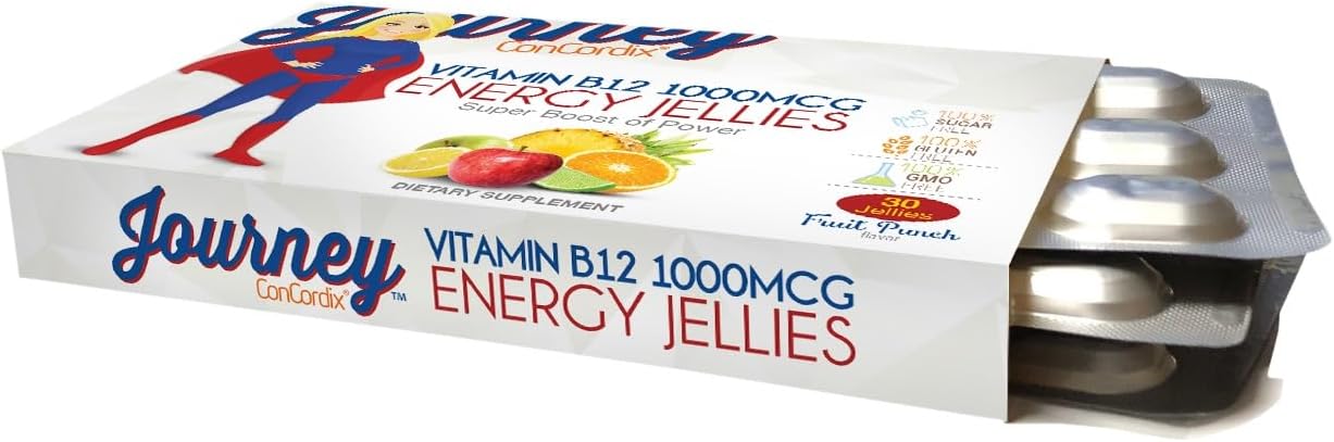 Bariatric Eating Journey 1.000 mcg Vitamina B12 Jelly Energy Sin Azúcar Sabor Punch de Frutas (30 unidades)