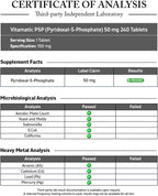 Vitamatic P5P 50 mg – Piridoxal-5-Fosfato – Forma Activa de Vitamina B6 – 240 Comprimidos